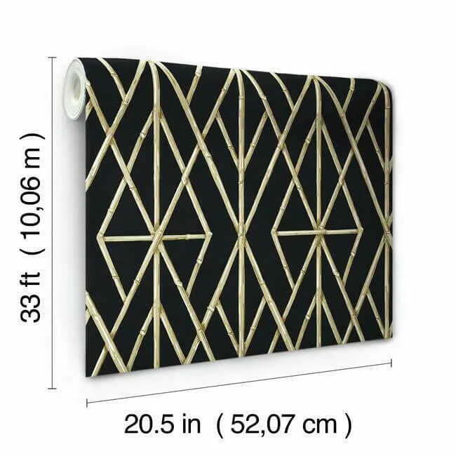 York Wallcoverings Riviera Bamboo Trellis - Black Wallpaper | Buy Online York Wallcoverings Riviera Bamboo Trellis wallpaper, color Black, SKU CV4448