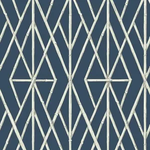 York Wallcoverings Riviera Bamboo Trellis wallpaper, color Navy, SKU CV4449