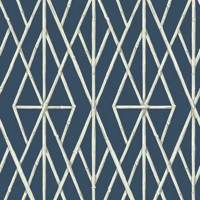 York Wallcoverings Riviera Bamboo Trellis wallpaper, color Navy, SKU CV4449