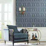 York Wallcoverings Riviera Bamboo Trellis - Navy Wallpaper | Buy Online York Wallcoverings Riviera Bamboo Trellis wallpaper, color Navy, SKU CV4449