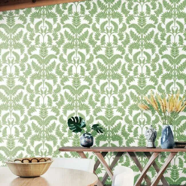York Wallcoverings Royal Fern Damask wallpaper, color Green, SKU DM4961