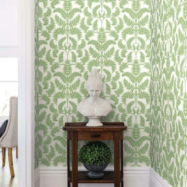York Wallcoverings Royal Fern Damask wallpaper, color Green, SKU DM4961