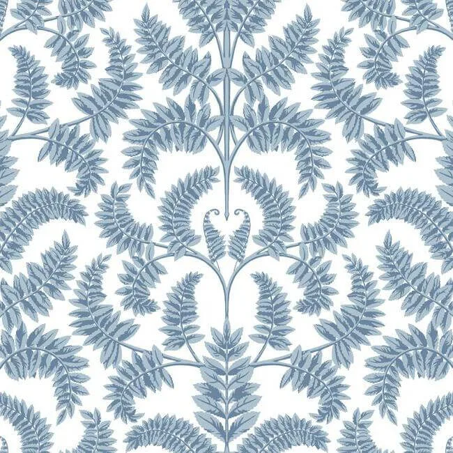 York Wallcoverings Royal Fern Damask wallpaper, color Blue, SKU DM4962