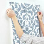 York Wallcoverings Royal Fern Damask wallpaper, color Blue, SKU DM4962