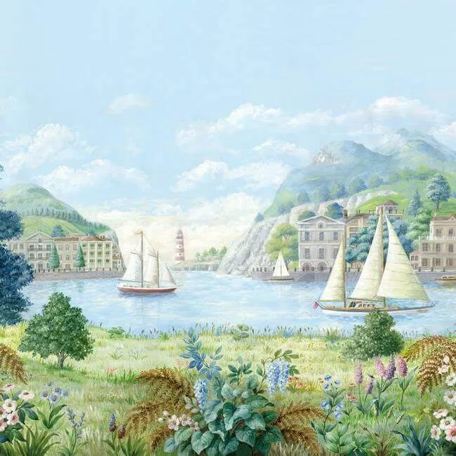 York Wallcoverings Safe Harbor wallpaper, color Light Blue, SKU MU0318M