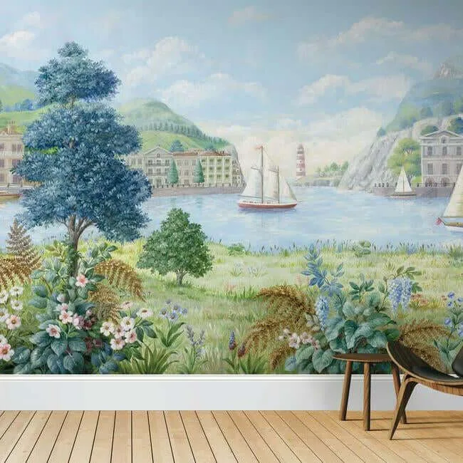 York Wallcoverings Safe Harbor wallpaper, color Light Blue, SKU MU0318M