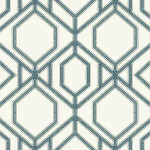 York Wallcoverings Sawgrass Trellis wallpaper, color White & Blue, SKU TC2634