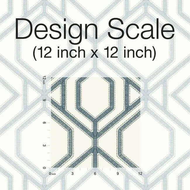 York Wallcoverings Sawgrass Trellis wallpaper, color White & Blue, SKU TC2634