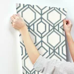 York Wallcoverings Sawgrass Trellis wallpaper, color White & Blue, SKU TC2634