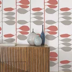 York Wallcoverings Sculpted Vines - Vermillion & Graphite Wallpaper | Buy Online York Wallcoverings Sculpted Vines wallpaper, color Vermillion & Graphite, SKU ZM2802