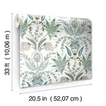 York Wallcoverings Seaside Jacobean wallpaper, color Green & Blue, SKU MN1910