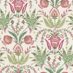 York Wallcoverings Seaside Jacobean wallpaper, color Green & Red, SKU MN1914