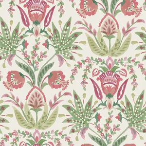 York Wallcoverings Seaside Jacobean wallpaper, color Green & Red, SKU MN1914