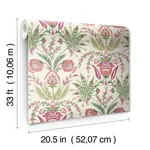 York Wallcoverings Seaside Jacobean wallpaper, color Green & Red, SKU MN1914
