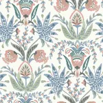 York Wallcoverings Seaside Jacobean - Pink & Blue Wallpaper | Buy Online York Wallcoverings Seaside Jacobean wallpaper, color Pink & Blue, SKU MN1912