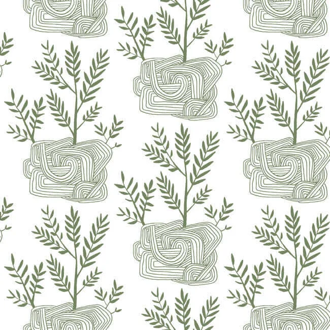 York Wallcoverings Seedlings wallpaper, color Green, SKU PSW1226RL