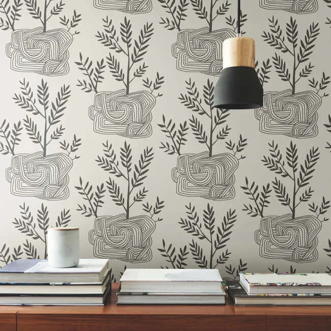 York Wallcoverings Seedlings - Grey Wallpaper | Buy Online York Wallcoverings Seedlings wallpaper, color Grey, SKU PSW1227RL