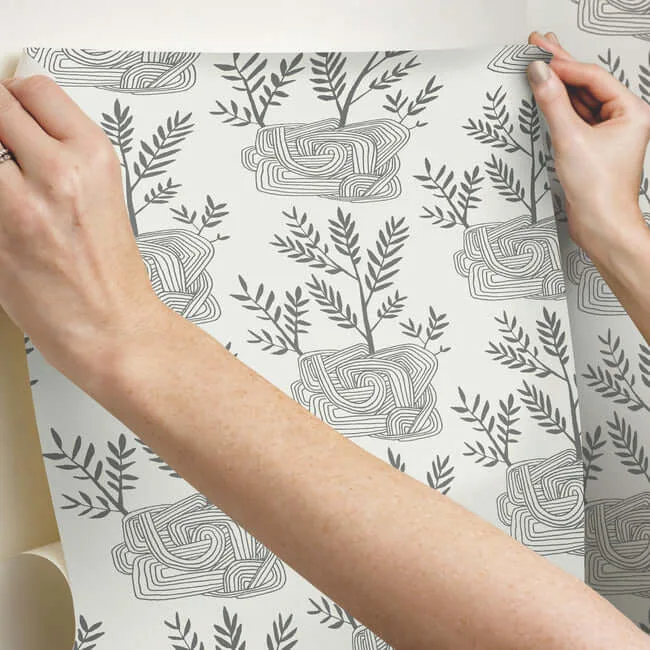 York Wallcoverings Seedlings - Grey Wallpaper | Buy Online York Wallcoverings Seedlings wallpaper, color Grey, SKU PSW1227RL