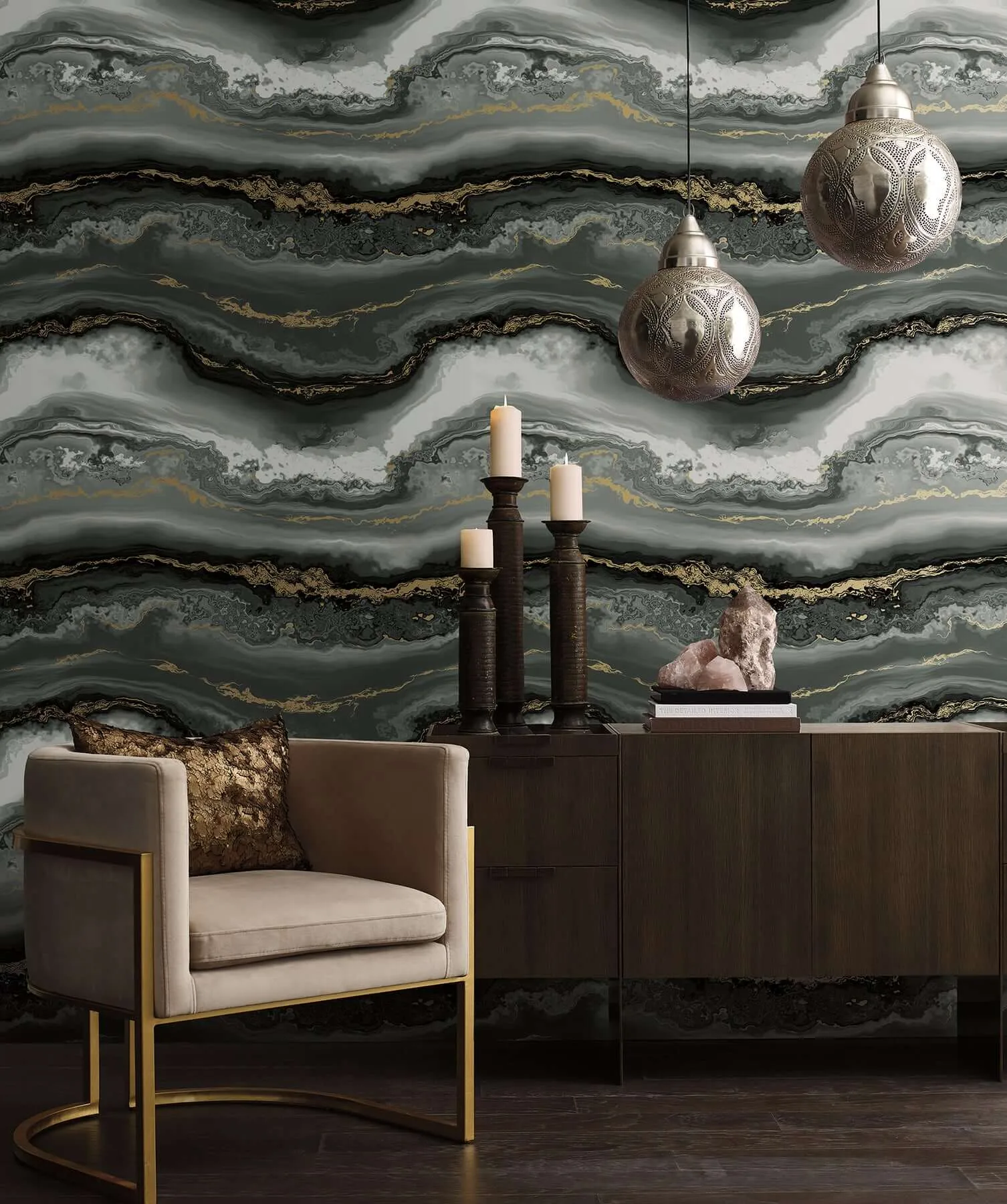 York Wallcoverings Shifting Sands wallpaper, color Onyx, SKU PSW1561RL