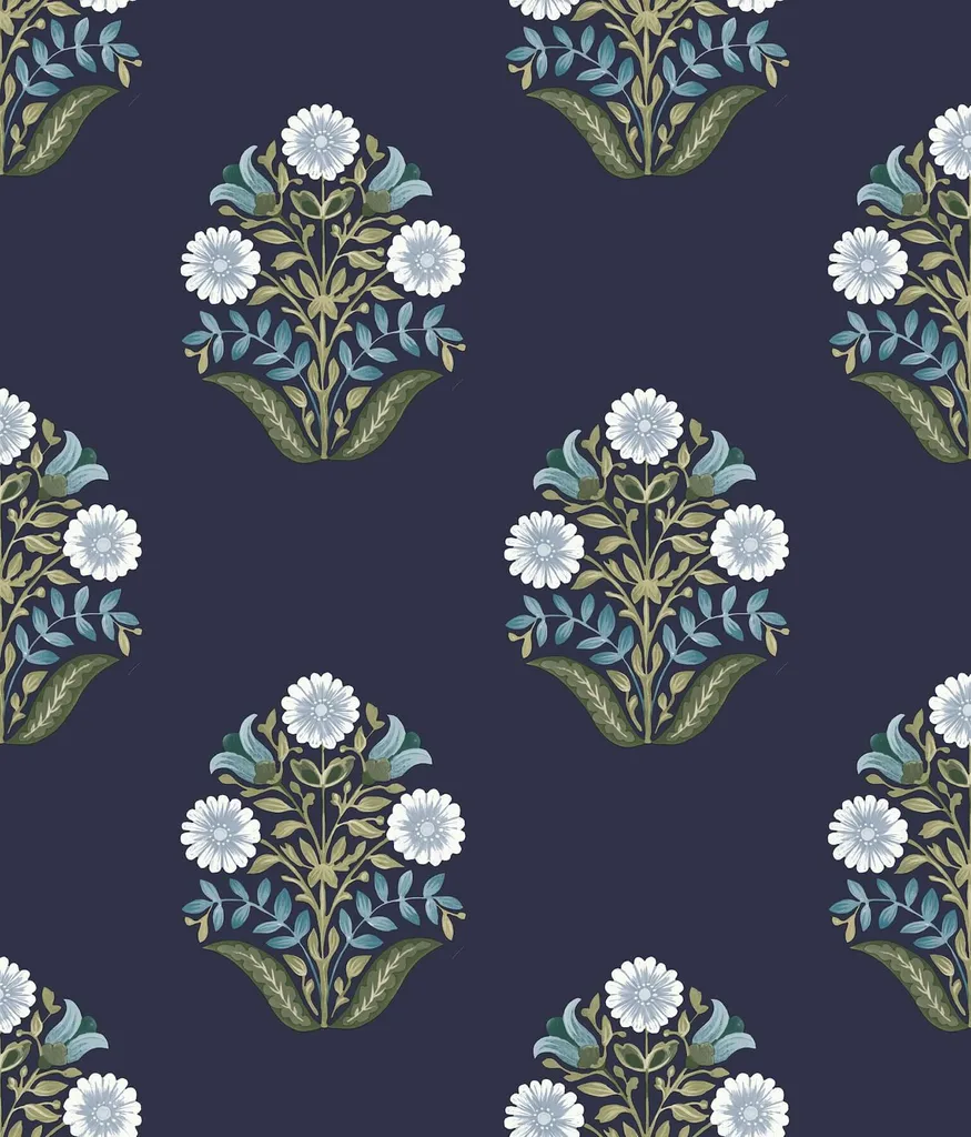 York Wallcoverings Sophie wallpaper, color Navy, SKU PSW1576RL