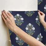 York Wallcoverings Sophie - Navy Wallpaper | Buy Online York Wallcoverings Sophie wallpaper, color Navy, SKU PSW1576RL