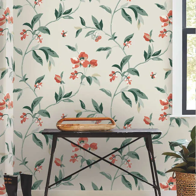York Wallcoverings Springtime wallpaper, color Beige & Orange, SKU GO8284