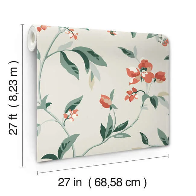 York Wallcoverings Springtime wallpaper, color Beige & Orange, SKU GO8284