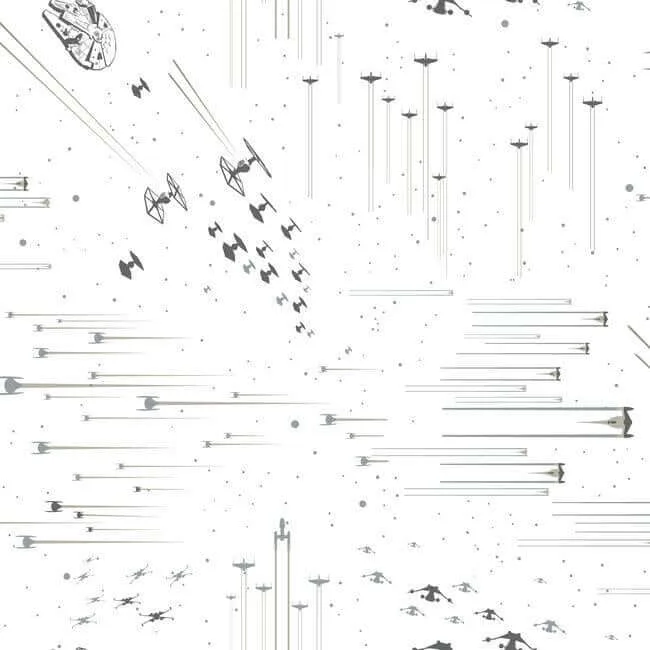 York Wallcoverings Star Wars: Galactic Battles wallpaper, color Black & White, SKU DI0952