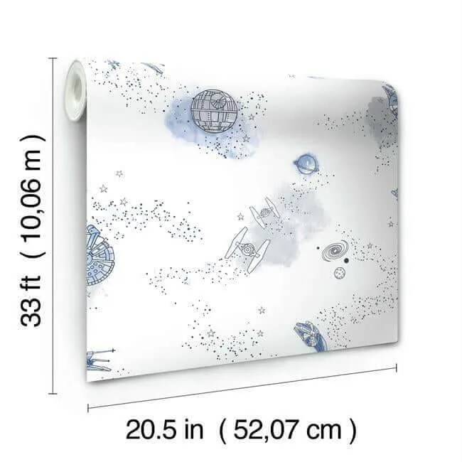 York Wallcoverings Star Wars: Good Night Galaxy wallpaper, color Blue, SKU DI0998