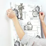 York Wallcoverings Star Wars: The Rise of Skywalker, Droids! wallpaper, color Black & White, SKU DI0947