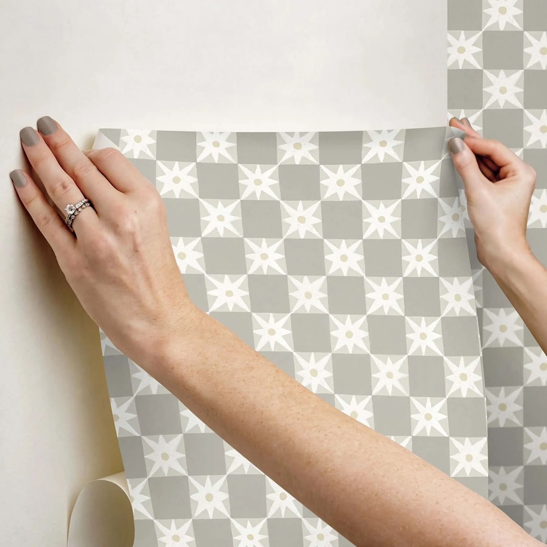 York Wallcoverings Stardust - Warm Grey Wallpaper | Buy Online York Wallcoverings Stardust wallpaper, color Warm Grey, SKU PSW1589RL