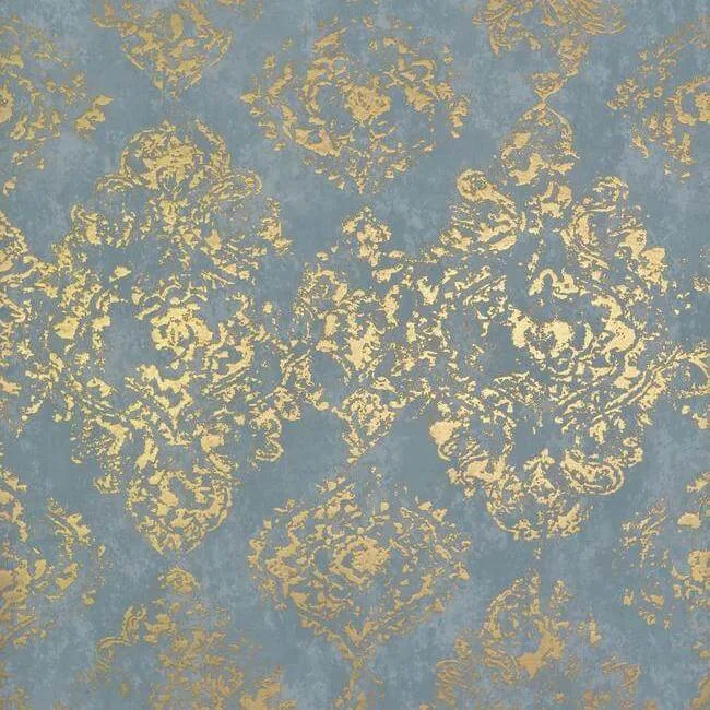 York Wallcoverings Stargazer wallpaper, color Blue & Gold, SKU NW3565