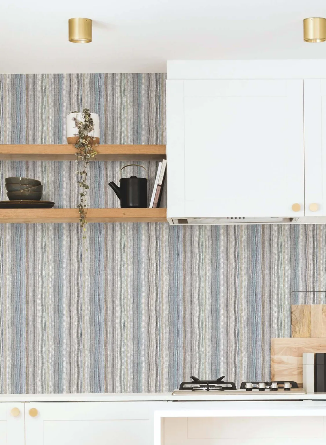 York Wallcoverings Striped Sunset wallpaper, color Blue Grey, SKU PSW1634RL