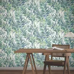 York Wallcoverings Swaying Palms - Green & Blue Wallpaper | Buy Online York Wallcoverings Swaying Palms wallpaper, color Green & Blue, SKU GN2544