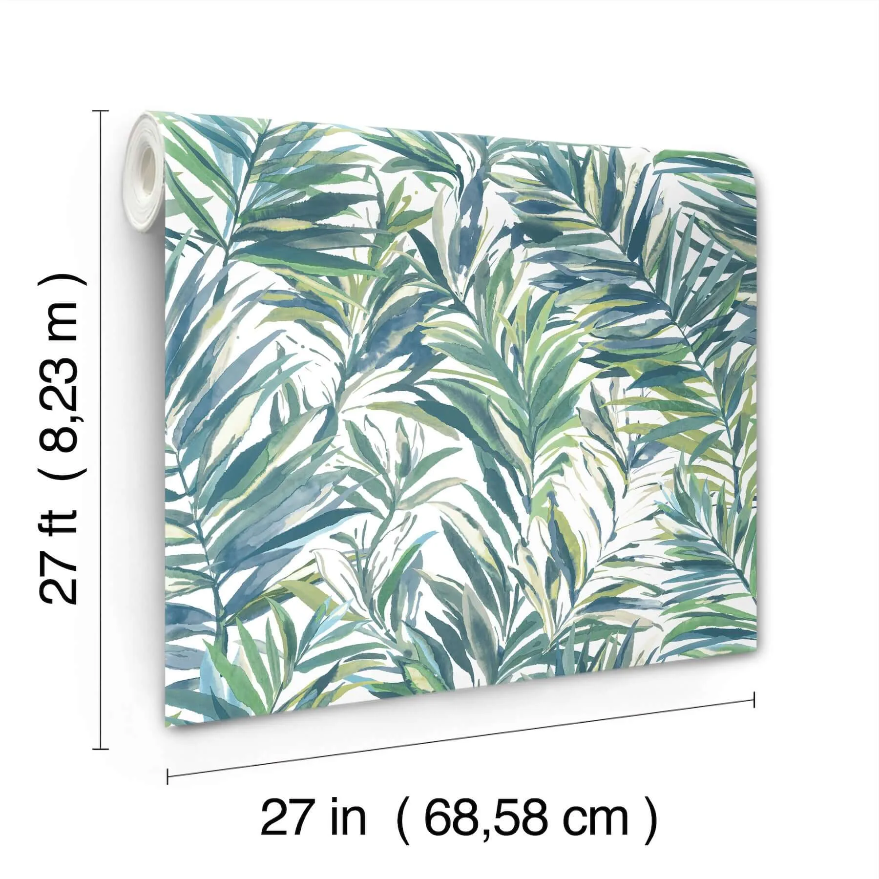 York Wallcoverings Swaying Palms - Green & Blue Wallpaper | Buy Online York Wallcoverings Swaying Palms wallpaper, color Green & Blue, SKU GN2544