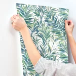 York Wallcoverings Swaying Palms - Green & Blue Wallpaper | Buy Online York Wallcoverings Swaying Palms wallpaper, color Green & Blue, SKU GN2544