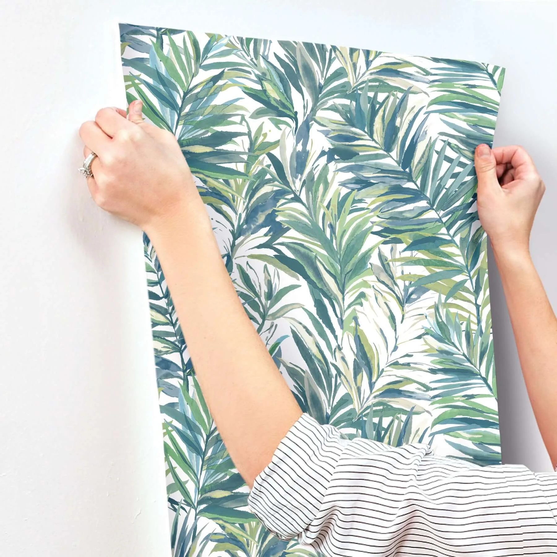 York Wallcoverings Swaying Palms - Green & Blue Wallpaper | Buy Online York Wallcoverings Swaying Palms wallpaper, color Green & Blue, SKU GN2544