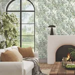 York Wallcoverings Swaying Palms wallpaper, color Olive & Aegean, SKU GN2542