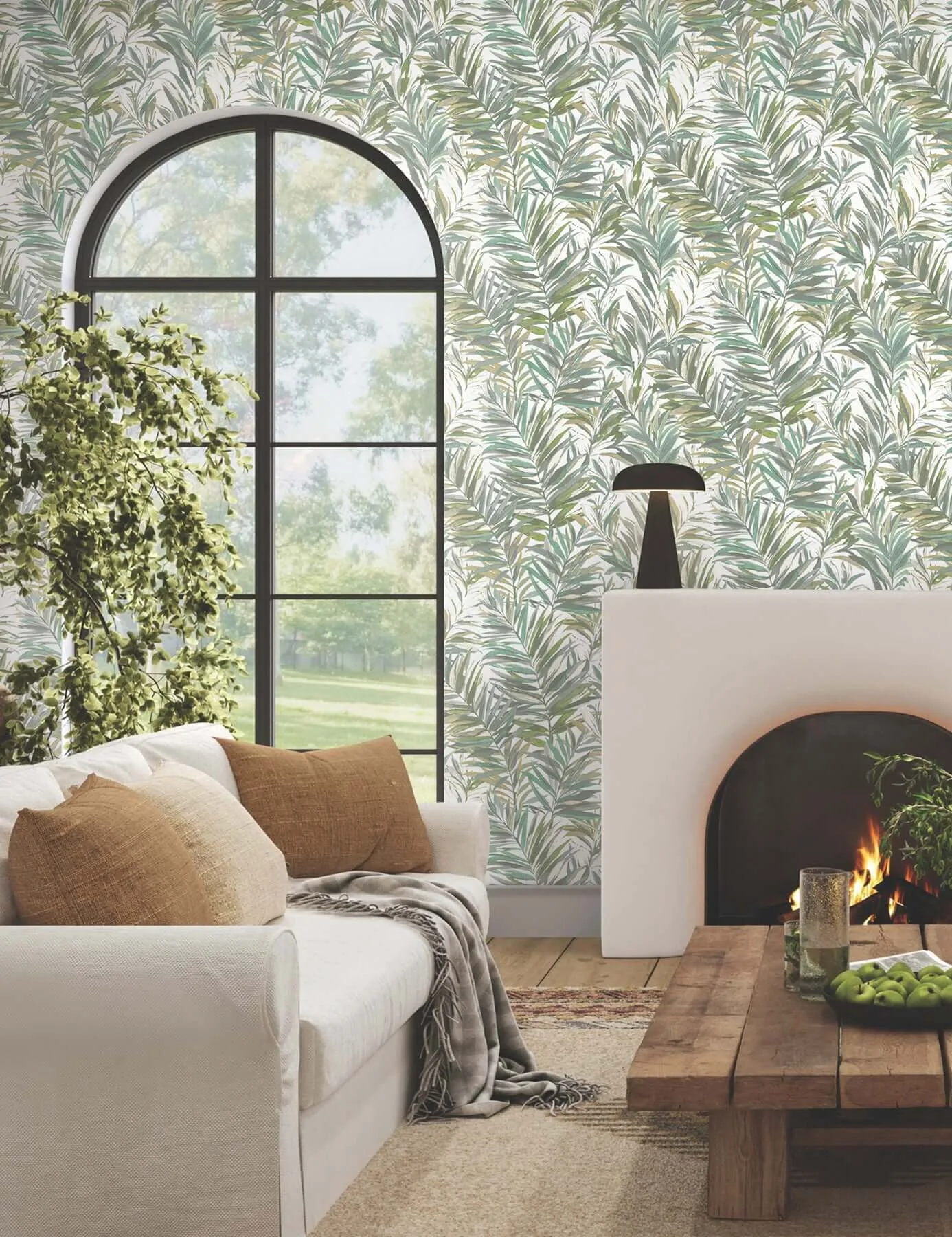 York Wallcoverings Swaying Palms wallpaper, color Olive & Aegean, SKU GN2542