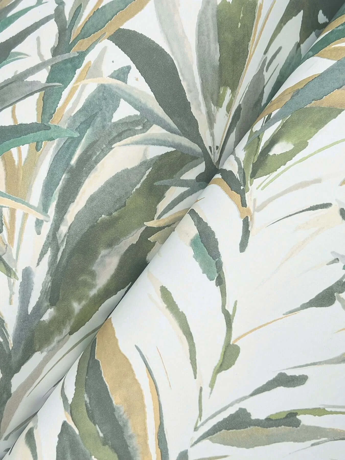 York Wallcoverings Swaying Palms wallpaper, color Olive & Aegean, SKU GN2542