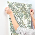 York Wallcoverings Swaying Palms wallpaper, color Olive & Aegean, SKU GN2542