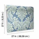 York Wallcoverings Tapestry Damask wallpaper, color Blue, SKU GR6024