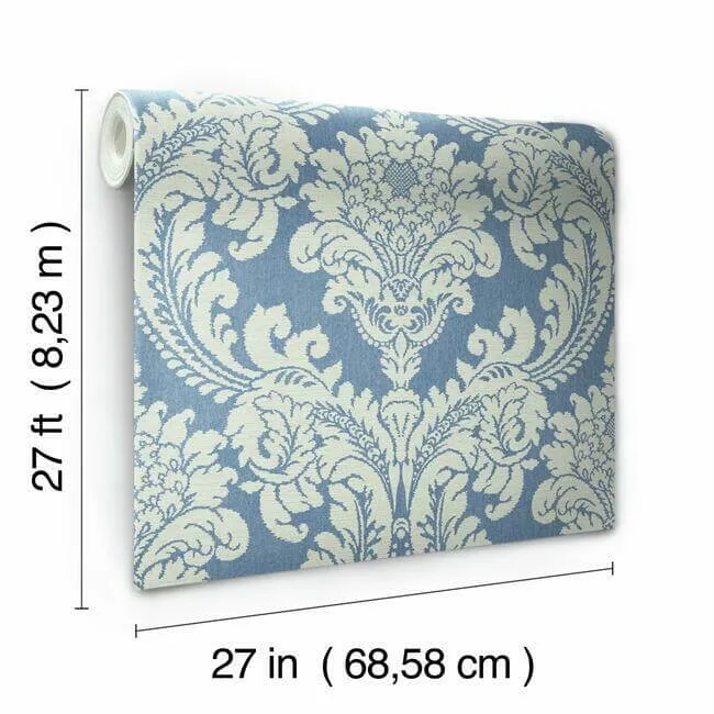 York Wallcoverings Tapestry Damask wallpaper, color Blue, SKU GR6024
