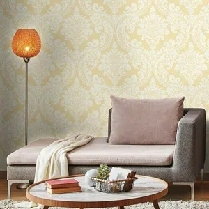York Wallcoverings Tapestry Damask wallpaper, color Yellow, SKU GR6027