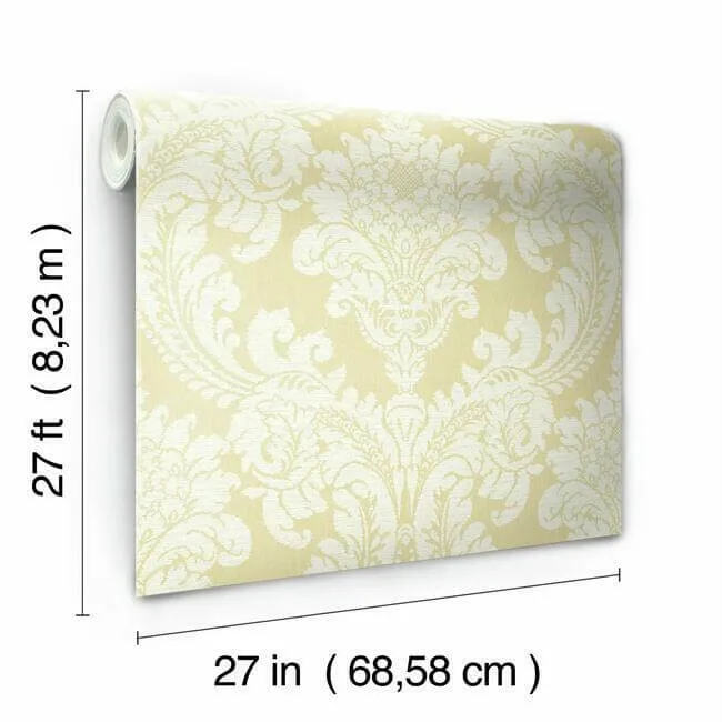 York Wallcoverings Tapestry Damask - Yellow Wallpaper | Buy Online York Wallcoverings Tapestry Damask wallpaper, color Yellow, SKU GR6027