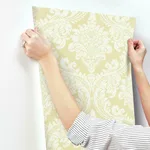 York Wallcoverings Tapestry Damask - Yellow Wallpaper | Buy Online York Wallcoverings Tapestry Damask wallpaper, color Yellow, SKU GR6027