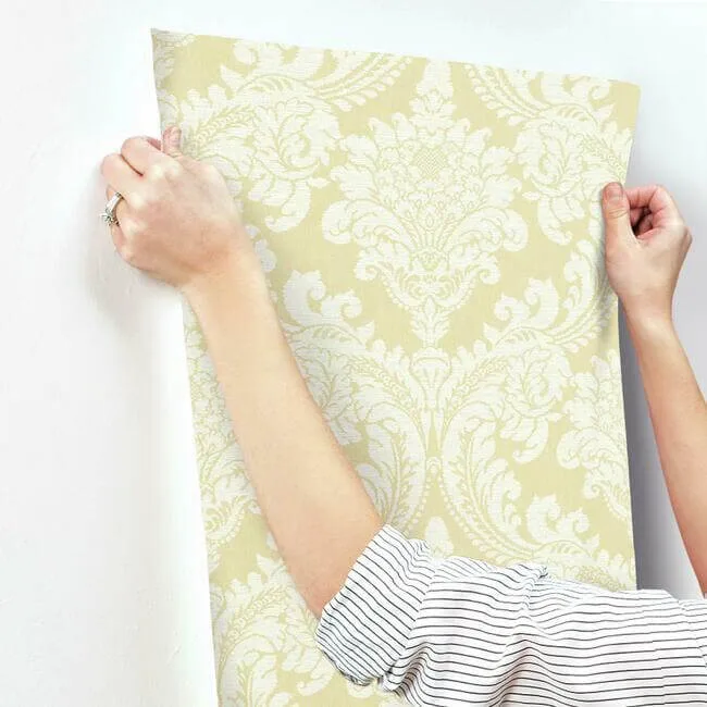 York Wallcoverings Tapestry Damask - Yellow Wallpaper | Buy Online York Wallcoverings Tapestry Damask wallpaper, color Yellow, SKU GR6027
