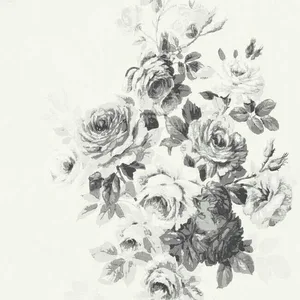 York Wallcoverings Magnolia Home Tea Rose wallpaper, color White & Black, SKU PSW1157RL