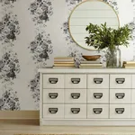 York Wallcoverings Magnolia Home Tea Rose wallpaper, color White & Black, SKU PSW1157RL