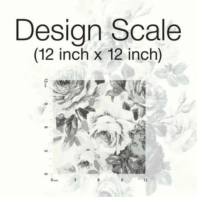 York Wallcoverings Magnolia Home Tea Rose wallpaper, color White & Black, SKU PSW1157RL